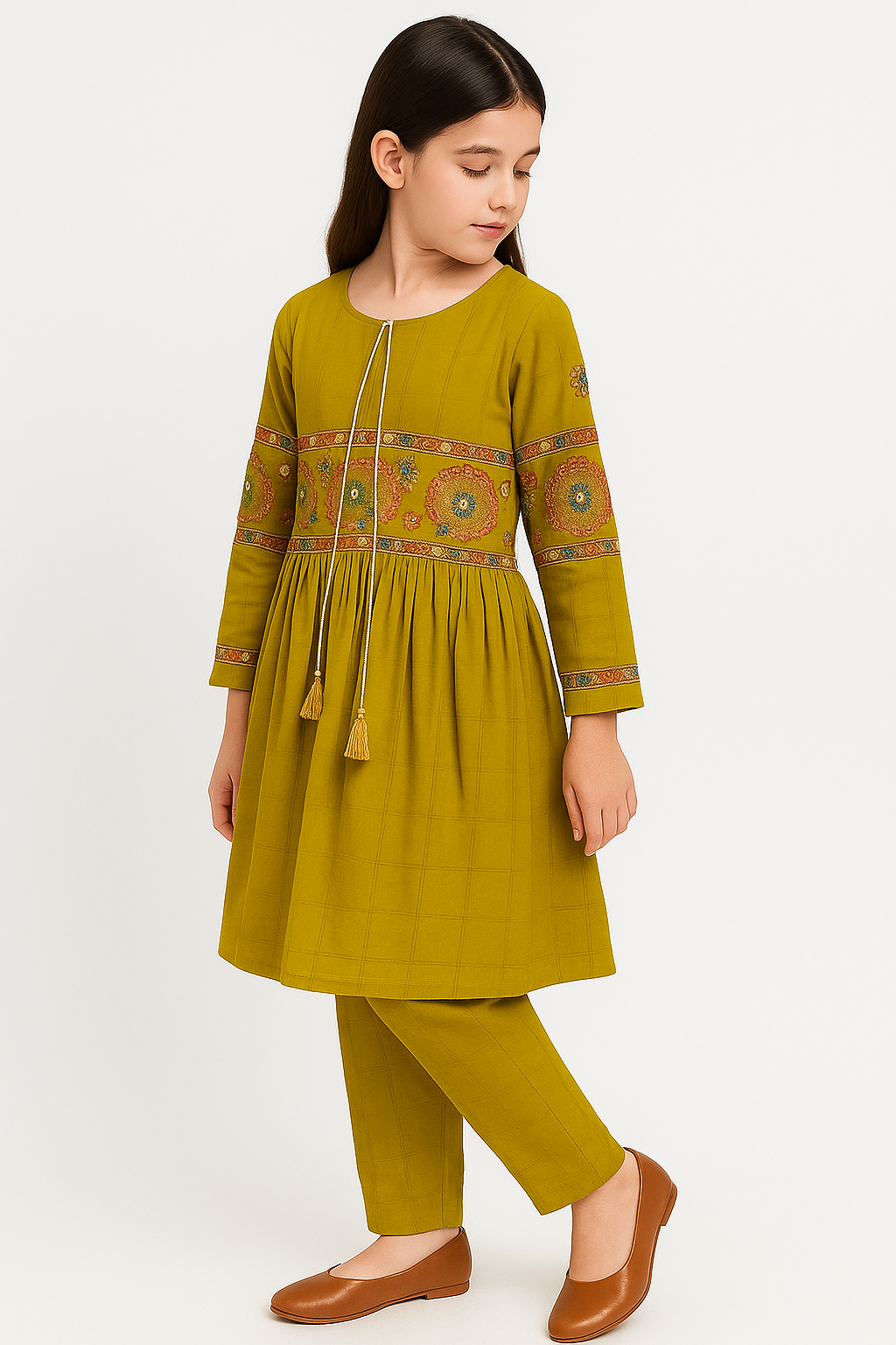 2 PIECE - EMBROIDERED CAMBRIC SUIT