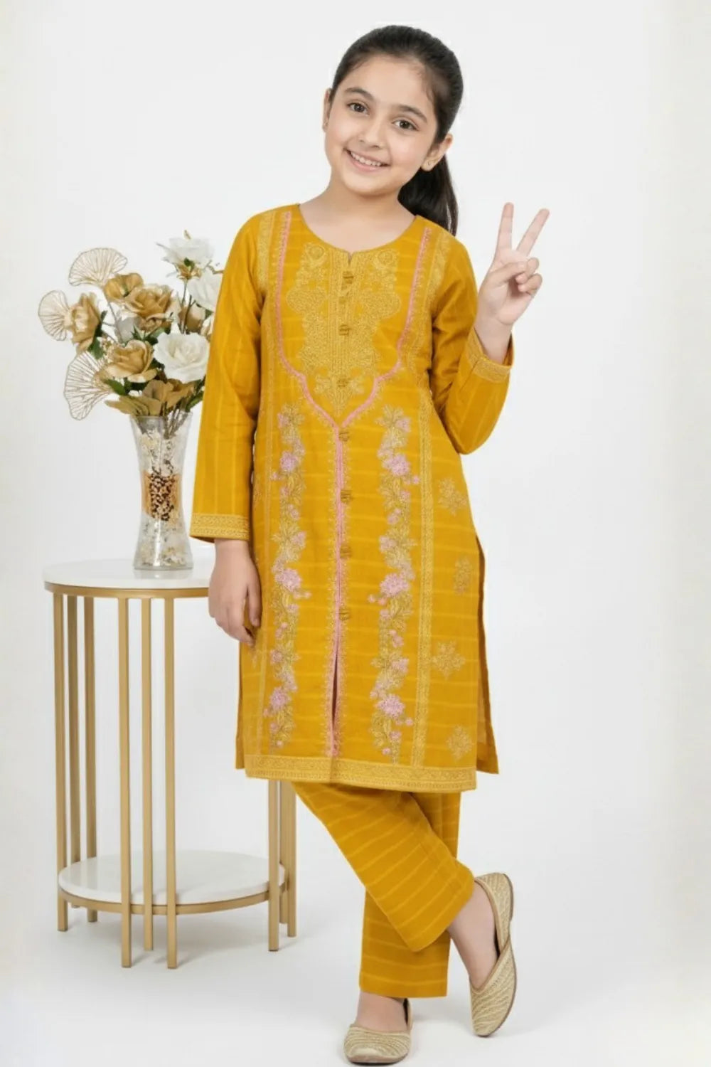 2 PIECE - EMBROIDERED COTTON SUIT