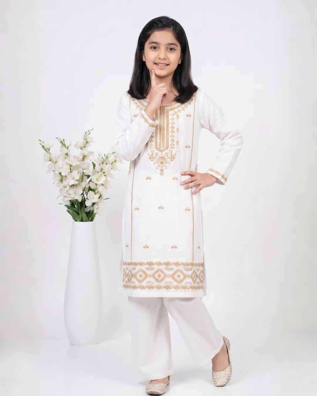 2 PIECE - EMBROIDERED COTTON SUIT