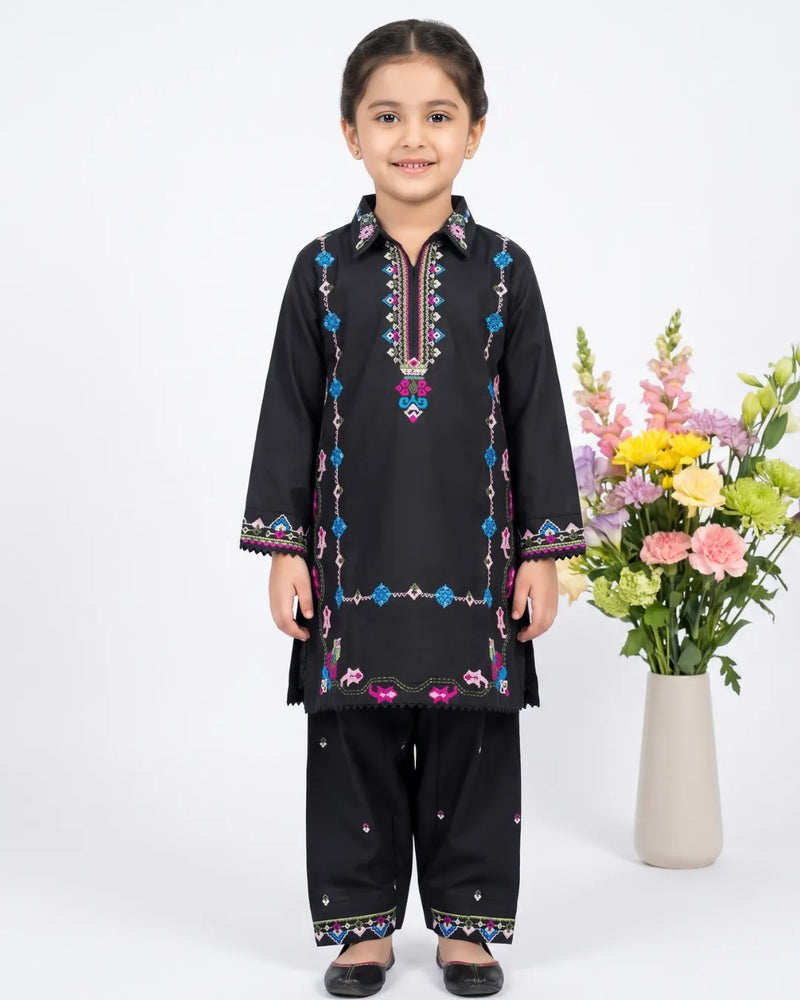2 PIECE - EMBROIDERED FARSHI COTTON SUIT
