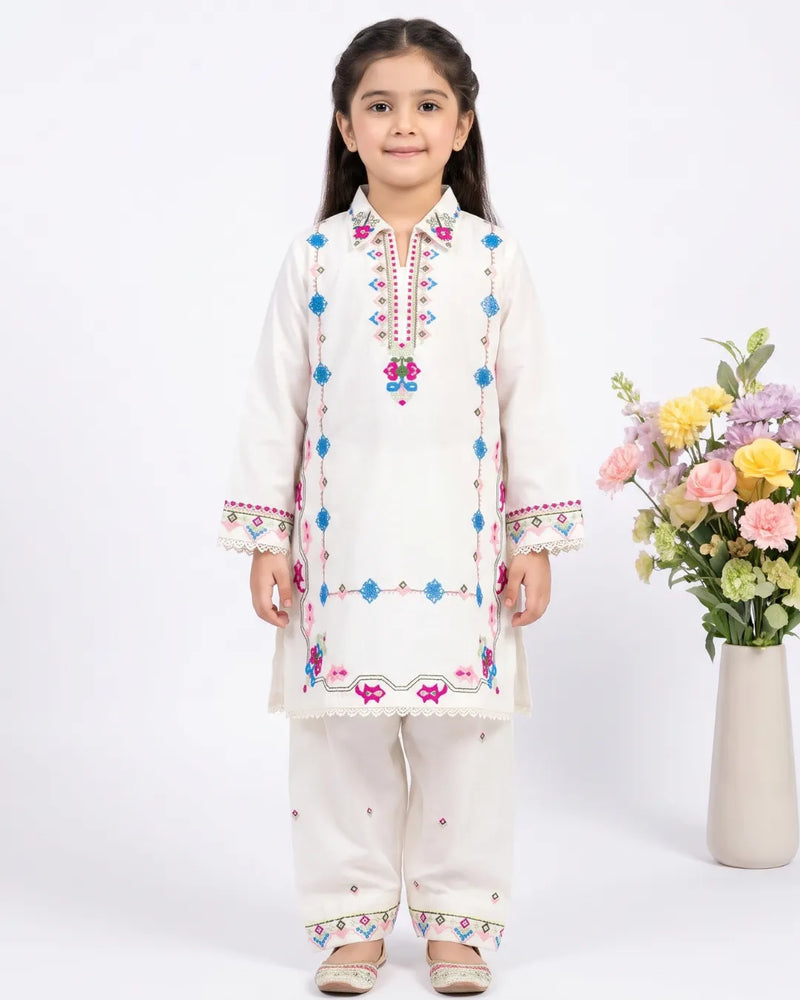 2 PIECE - EMBROIDERED COTTON SUIT