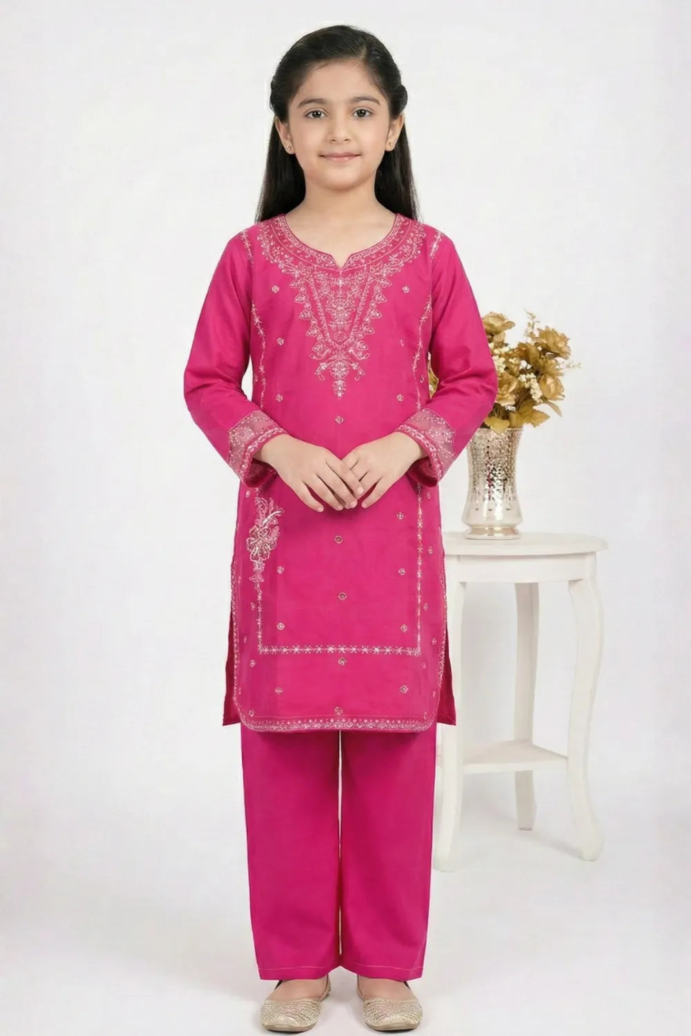 2 PIECE - EMBROIDERED CAMBRIC SUIT