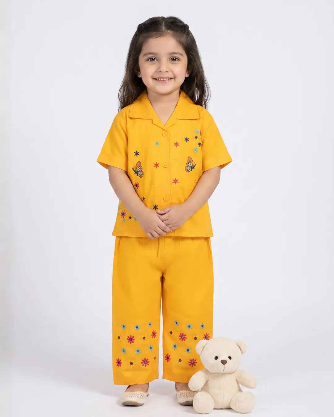 SLEEPWEAR EMBROIDERED SHIRT WITH PAJAMA SET
