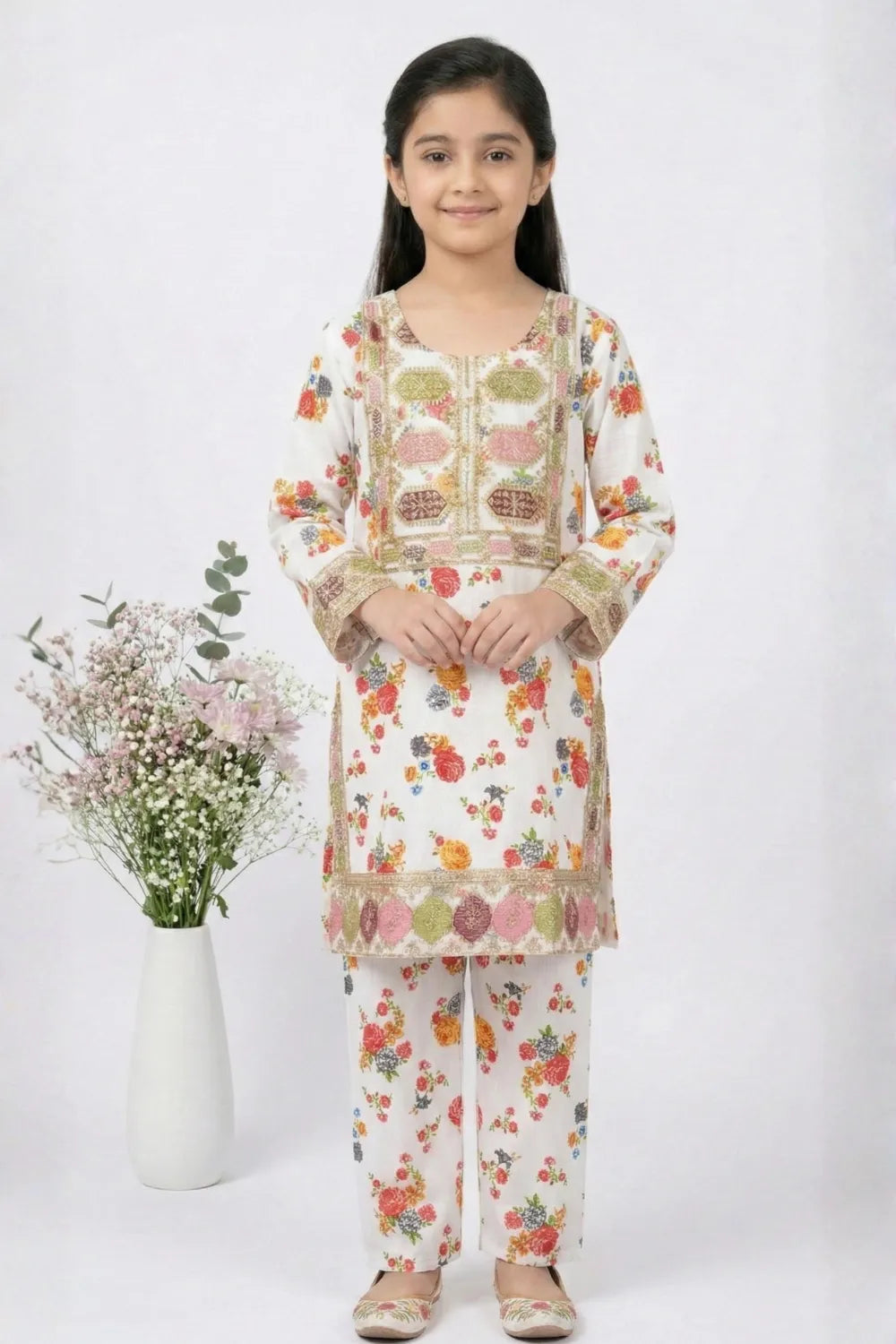 2 PIECE - EMBROIDERED COTTON SUIT