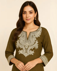 3 PIECE - EMBROIDERED SELF LAWN SUIT