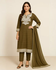 3 PIECE - EMBROIDERED SELF LAWN SUIT