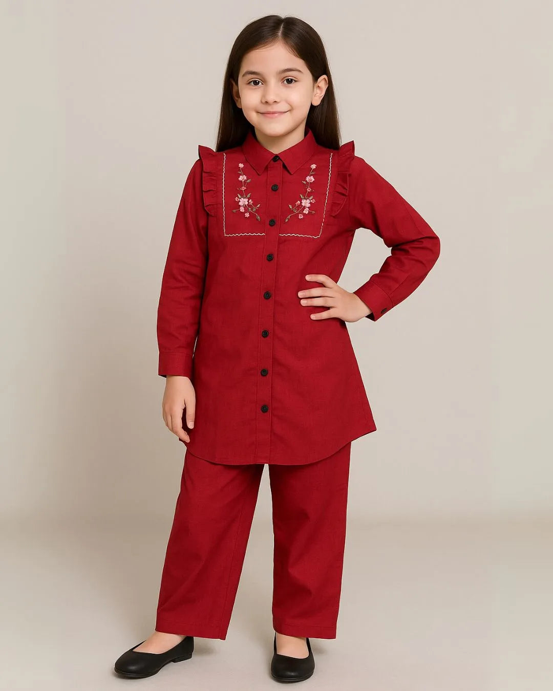 2 PIECE - EMBROIDERED COTTON SUIT