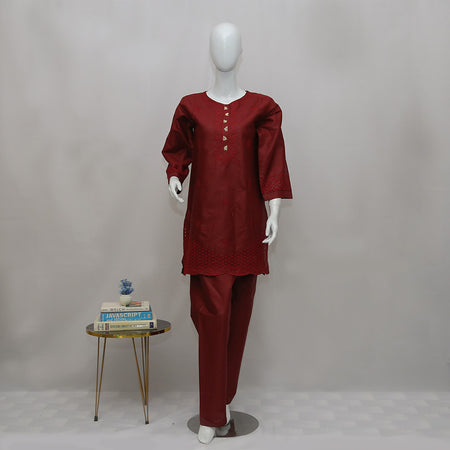 2 Piece Embroidered Cotton Suits