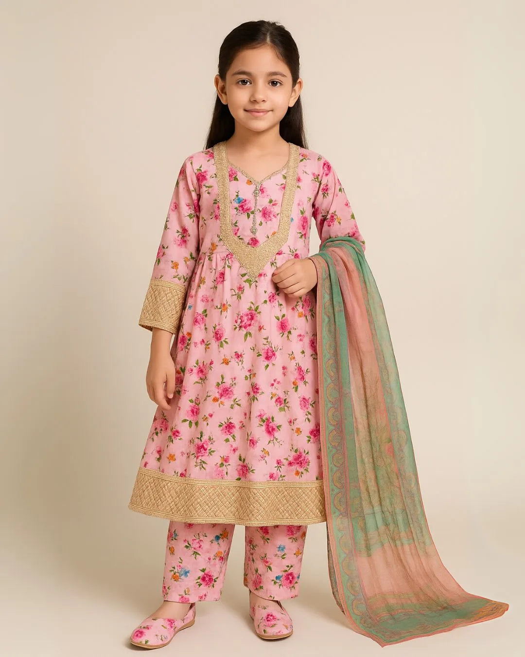 3 PIECE - EMBROIDERED CAMBRIC SUIT