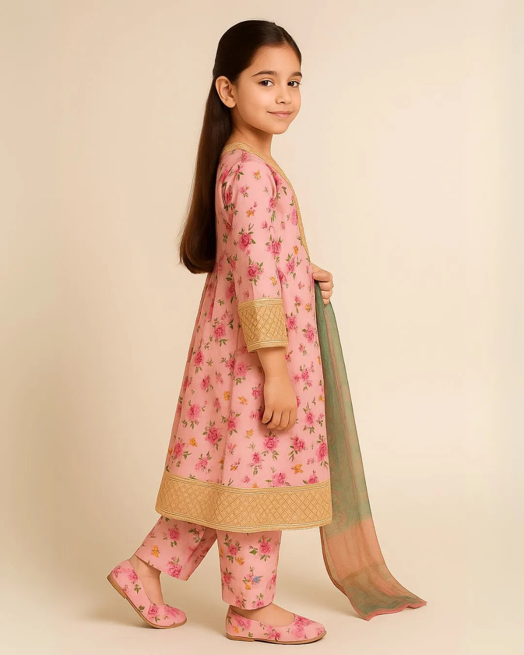 3 PIECE - EMBROIDERED CAMBRIC SUIT