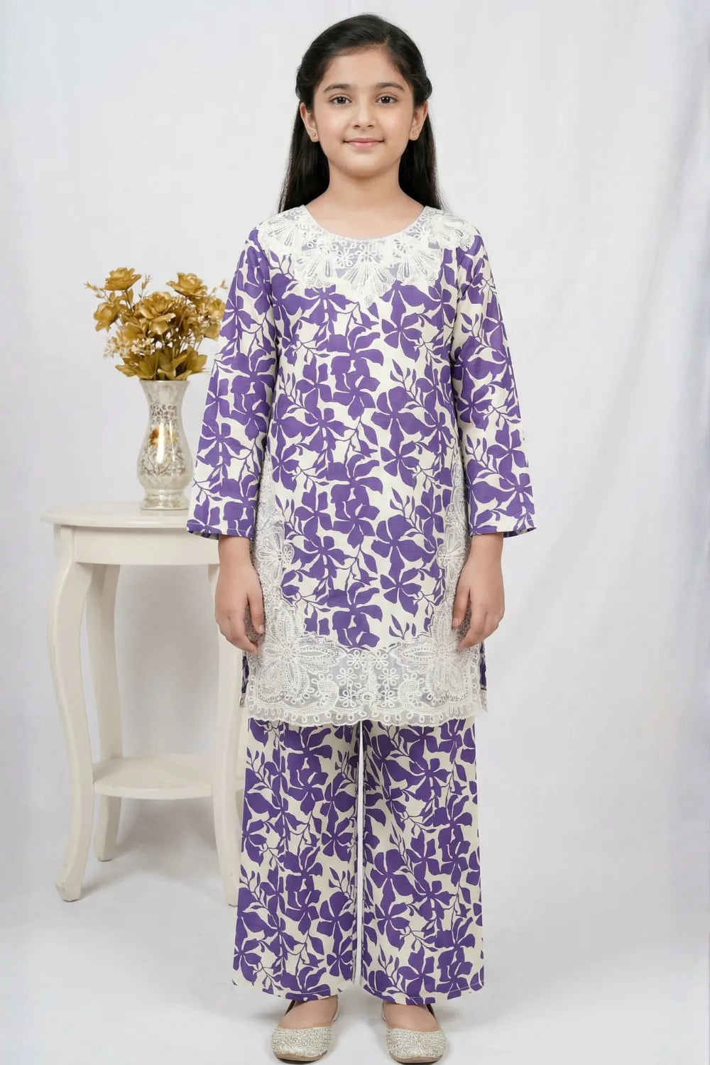 2 PIECE - EMBROIDERED CAMRIC SUIT
