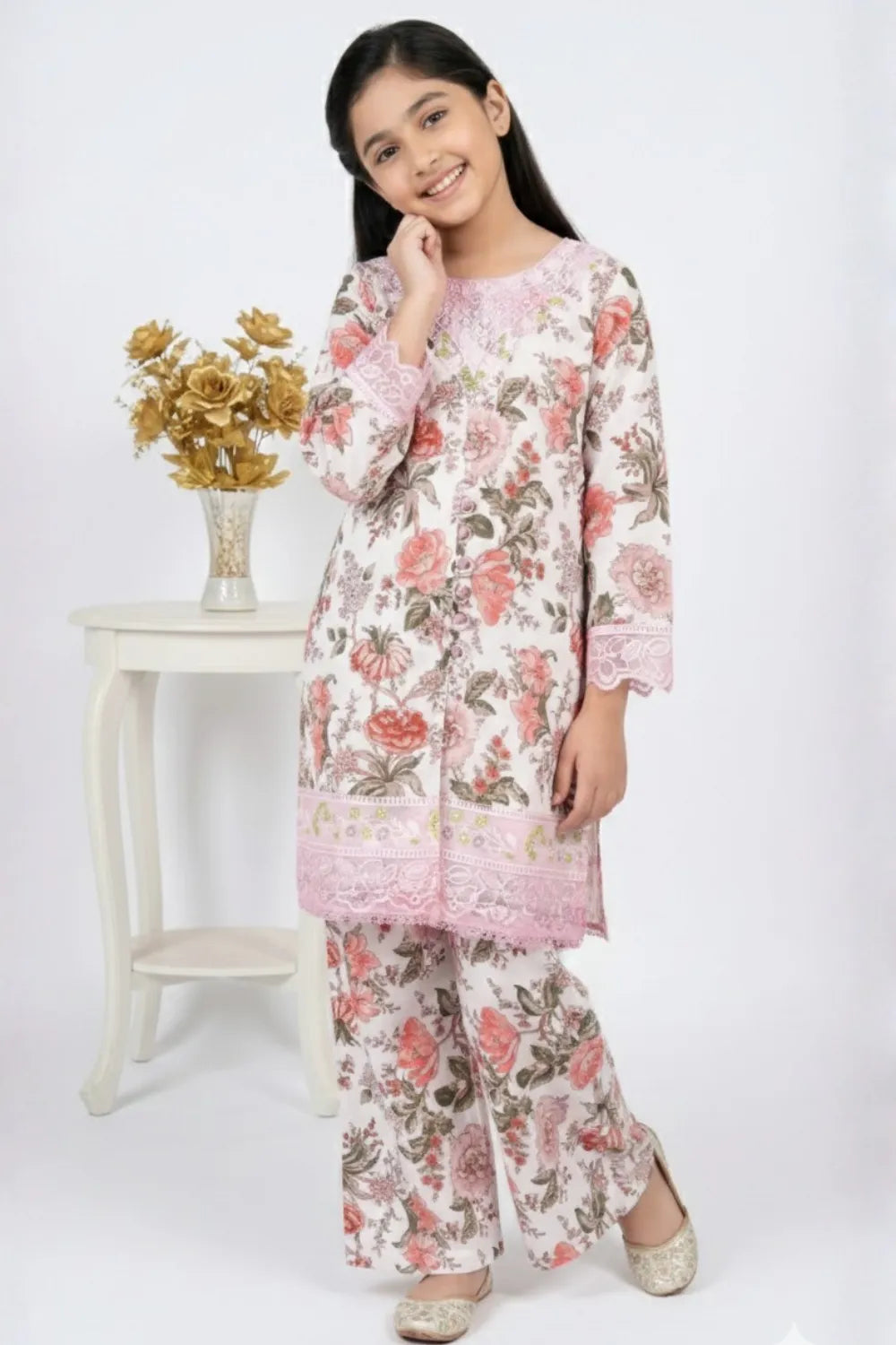 2 PIECE - EMBROIDERED CAMRIC SUIT