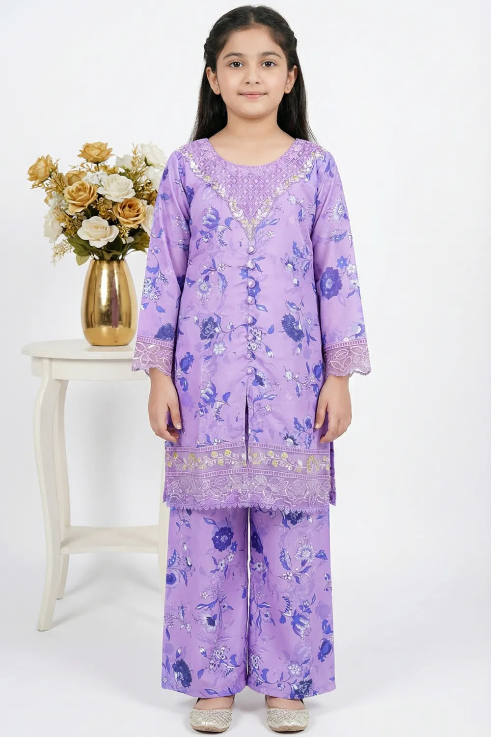 2 PIECE - EMBROIDERED CAMRIC SUIT