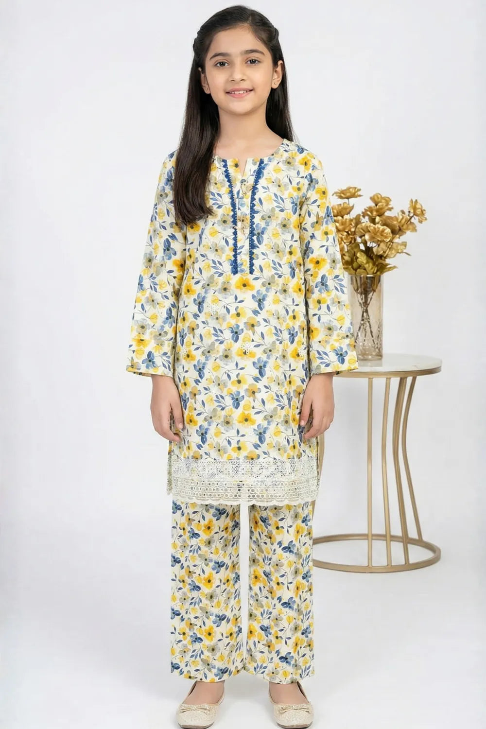 2 PIECE - EMBROIDERED CAMRIC SUIT