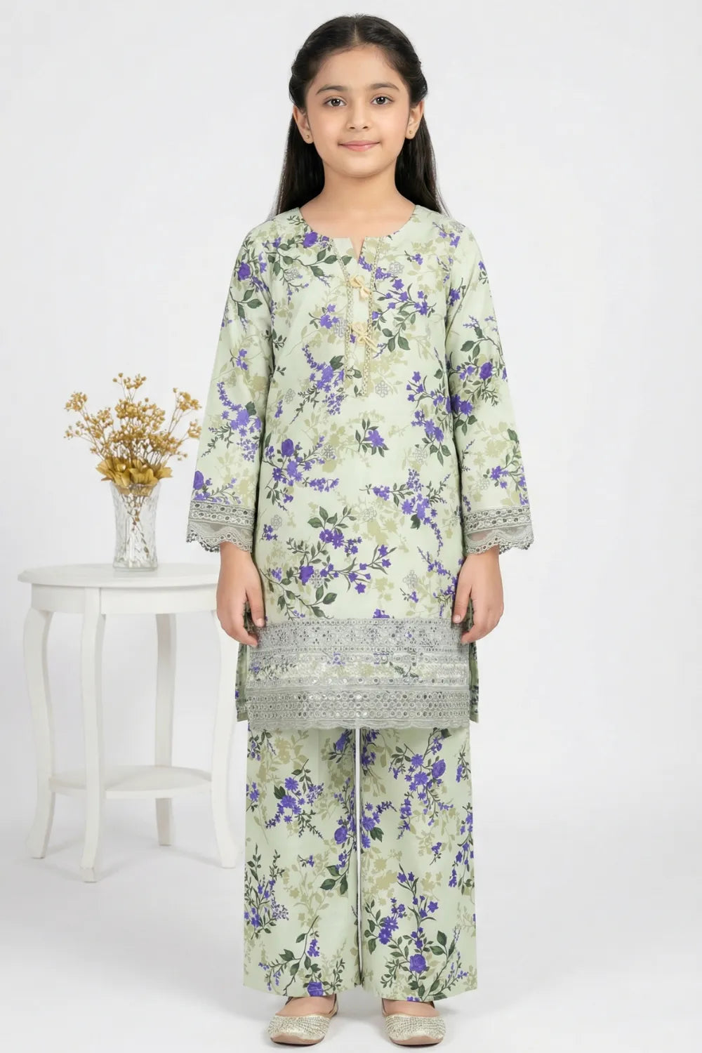 2 PIECE - EMBROIDERED CAMRIC SUIT