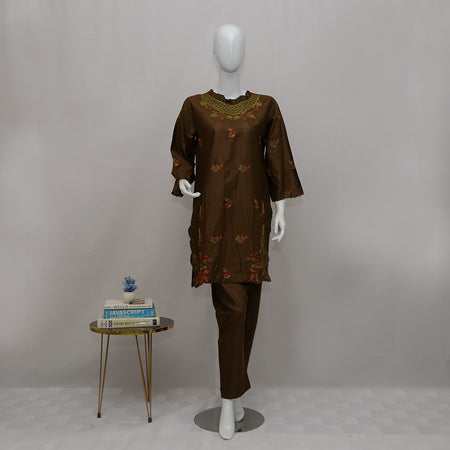 2 Piece Embroidered Cotton Suits