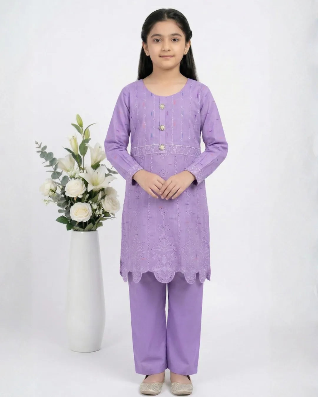 2 PIECE - EMBROIDERED COTTON SUIT