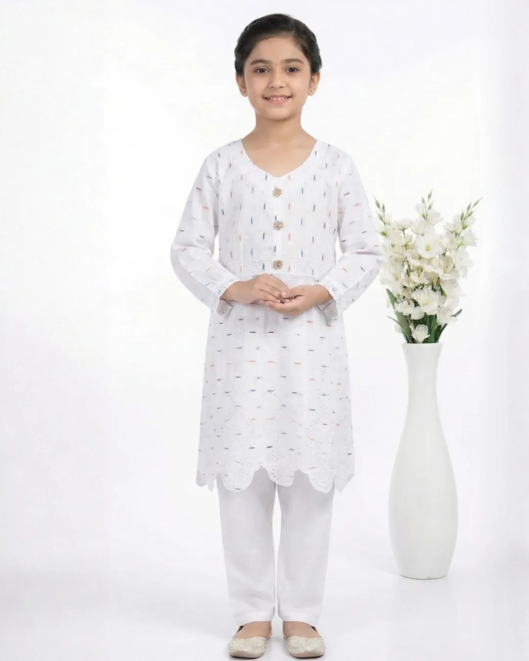 2 PIECE - EMBROIDERED COTTON SUIT
