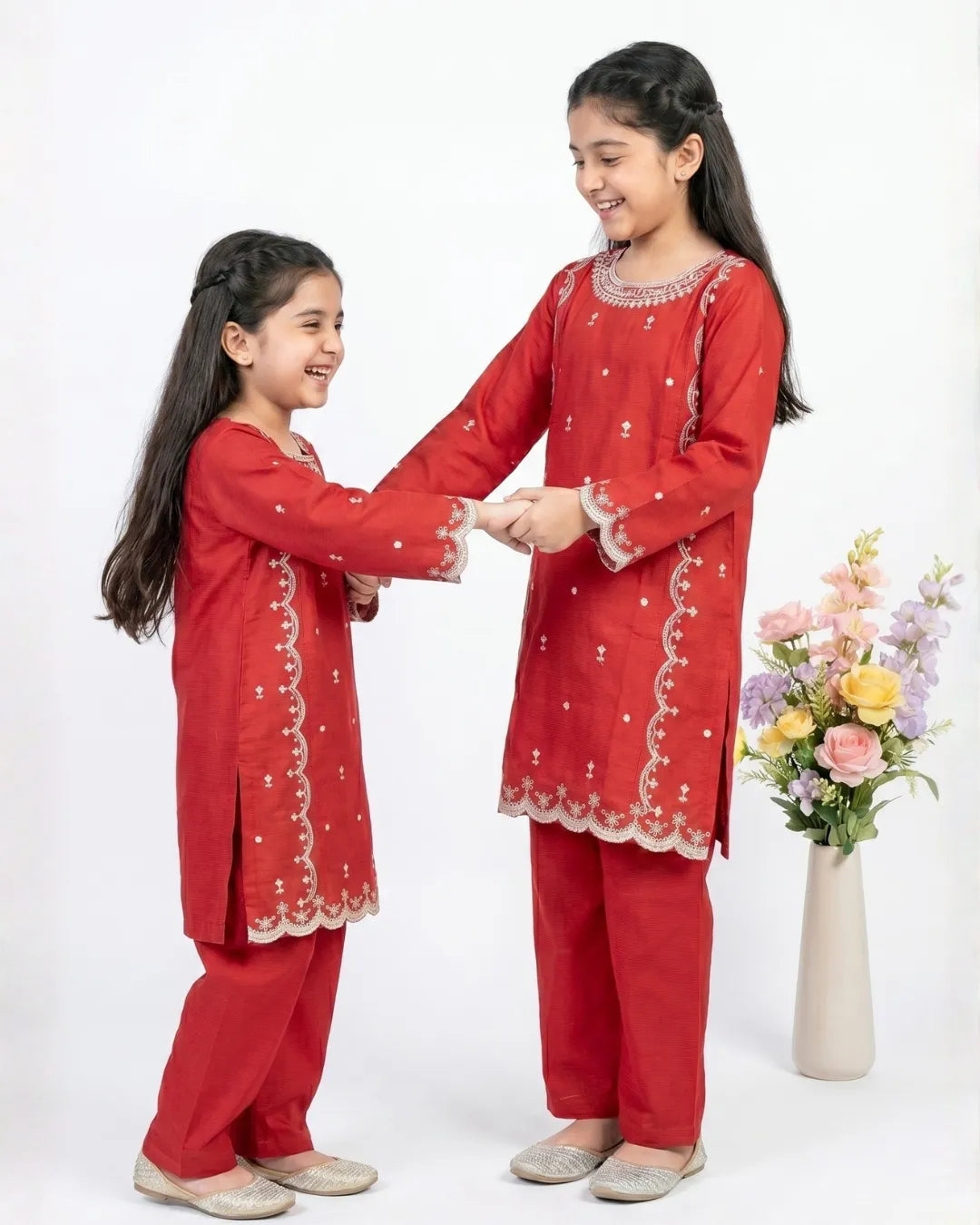 2 PIECE - EMBROIDERED COTTON SUIT