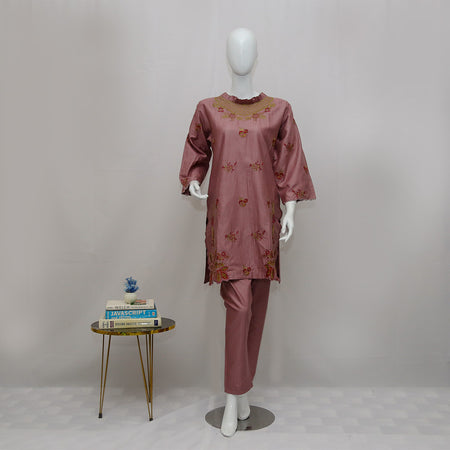 2 Piece Embroidered Cotton Suits