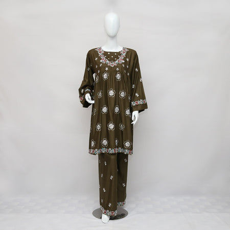 2 PIECE EMBROIDERED LINEN SUIT