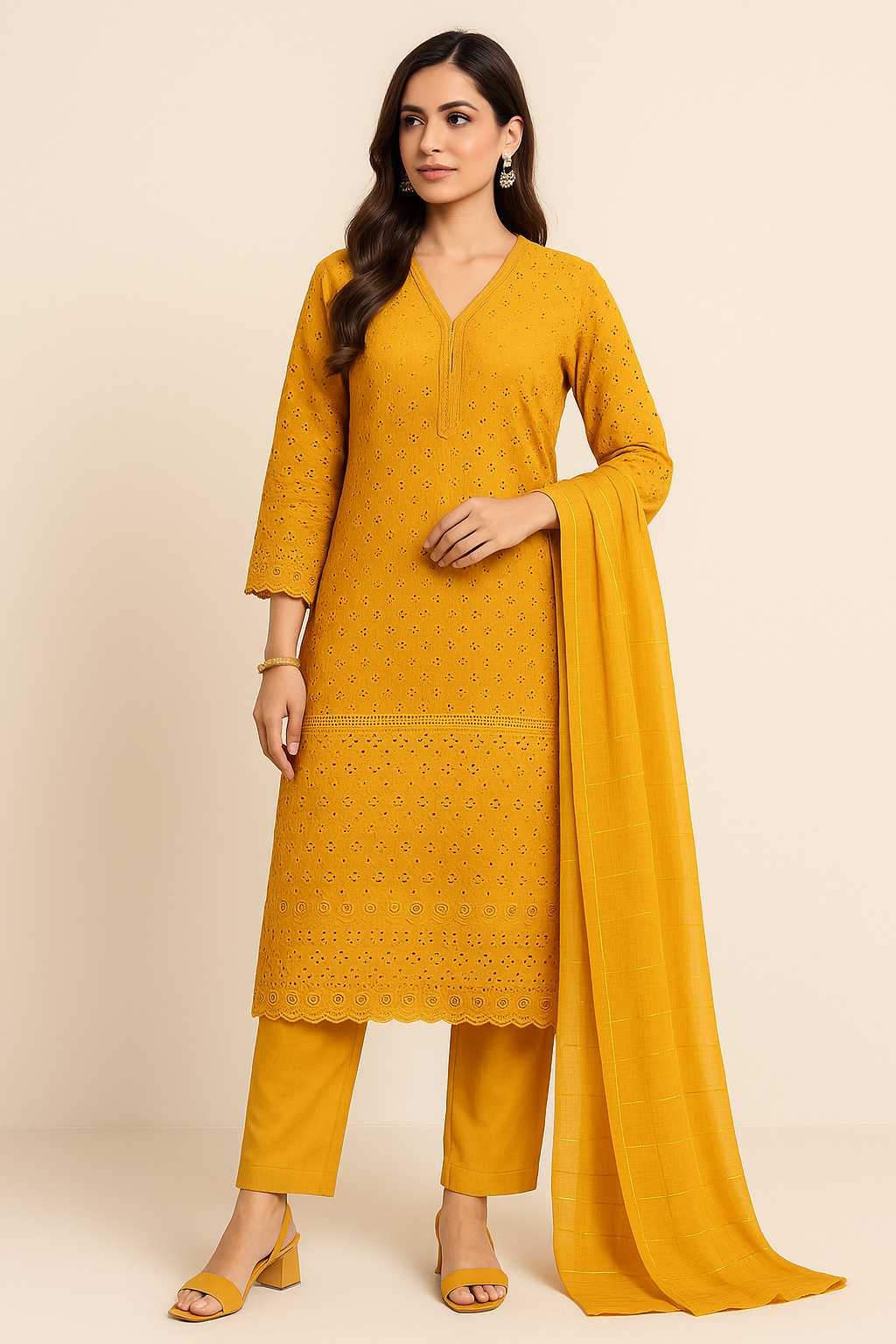 3 PIECE - CHIKANKARI LAWN SUIT