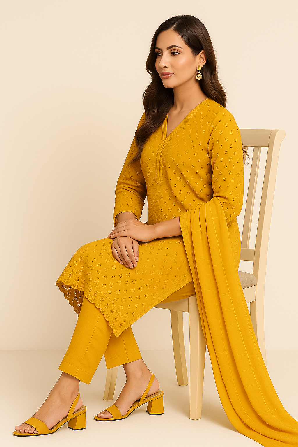 3 PIECE - CHIKANKARI LAWN SUIT