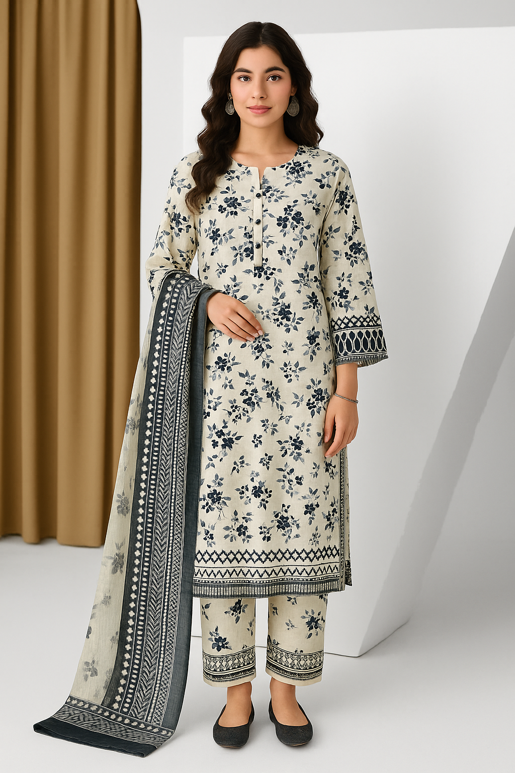 3 PIECE - EMBROIDERED LAWN SUIT