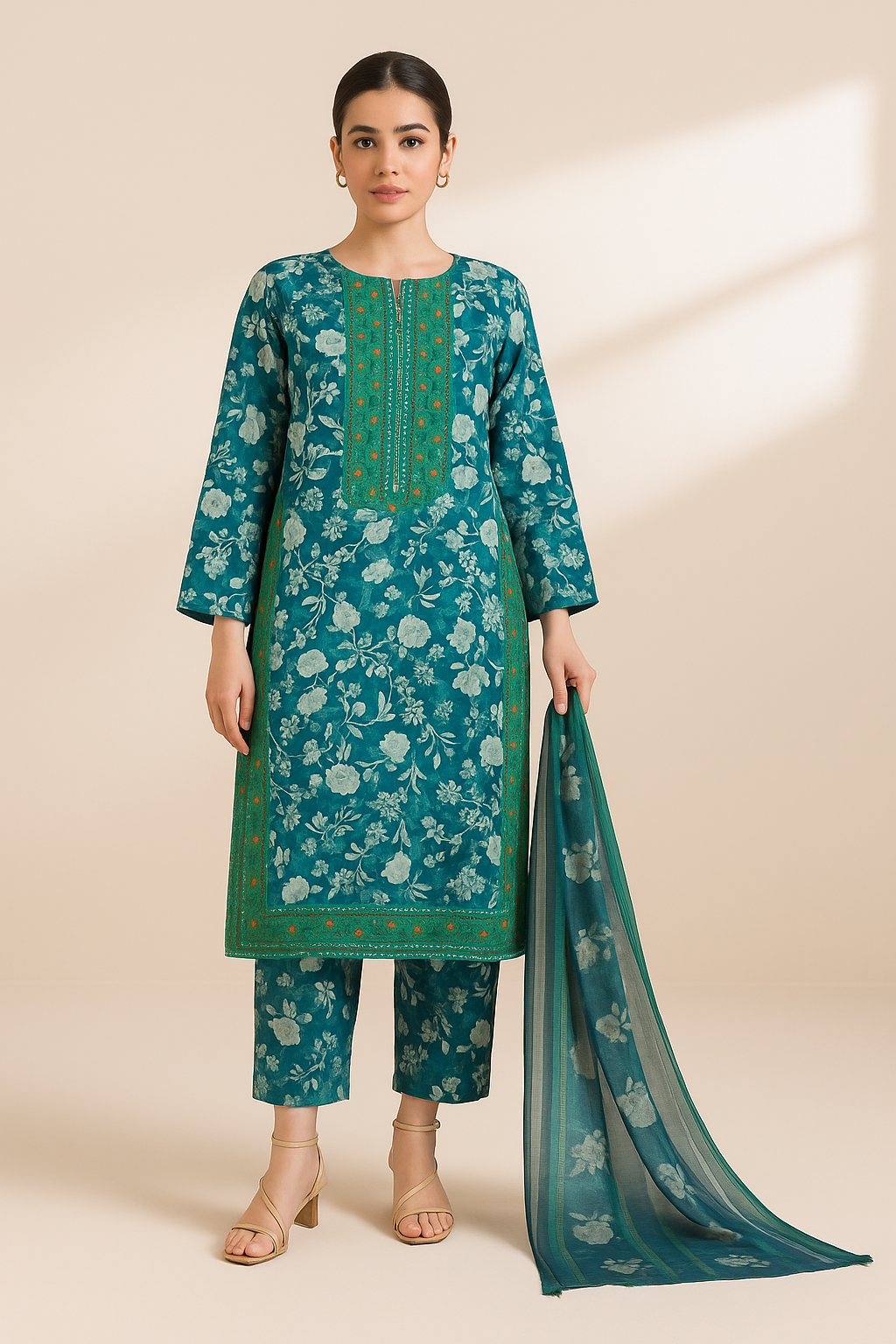 3 PIECE - EMBROIDERED LAWN SUIT