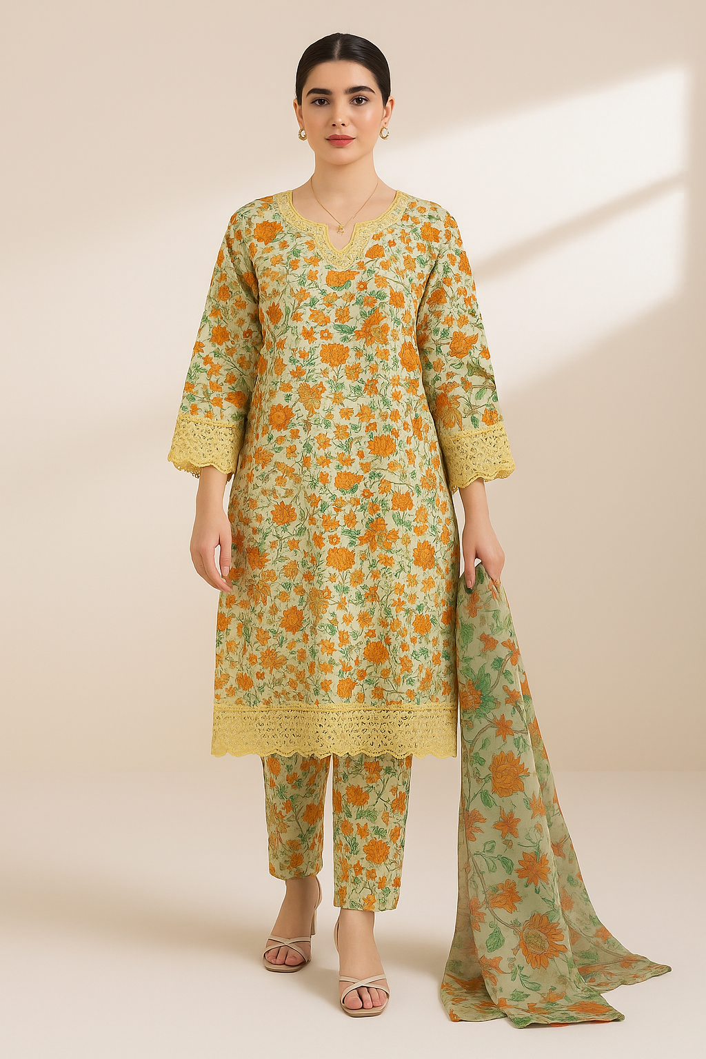 3 PIECE - EMBROIDERED LAWN SUIT