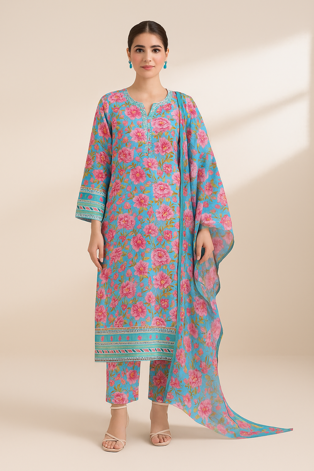 3 PIECE - EMBROIDERED LAWN SUIT