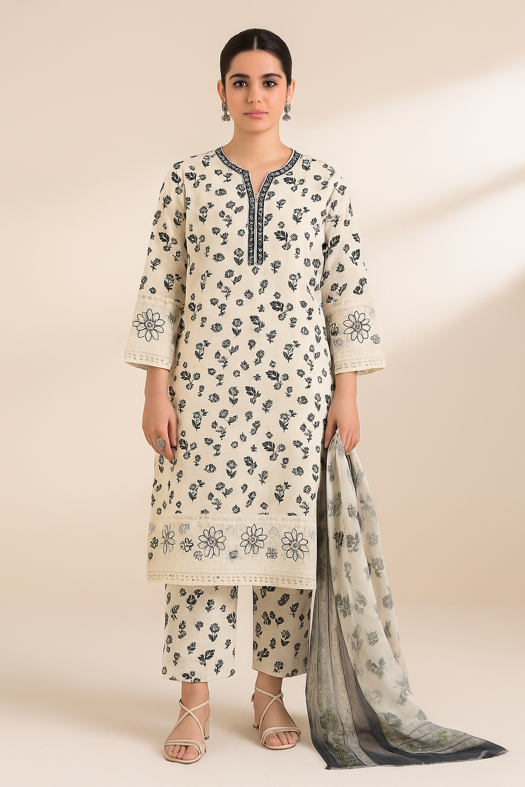 3 PIECE - EMBROIDERED LAWN SUIT