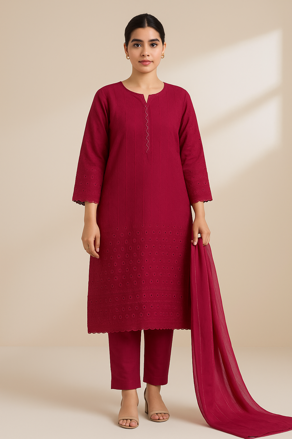 3 PIECE - CHIKANKARI LAWN SUIT