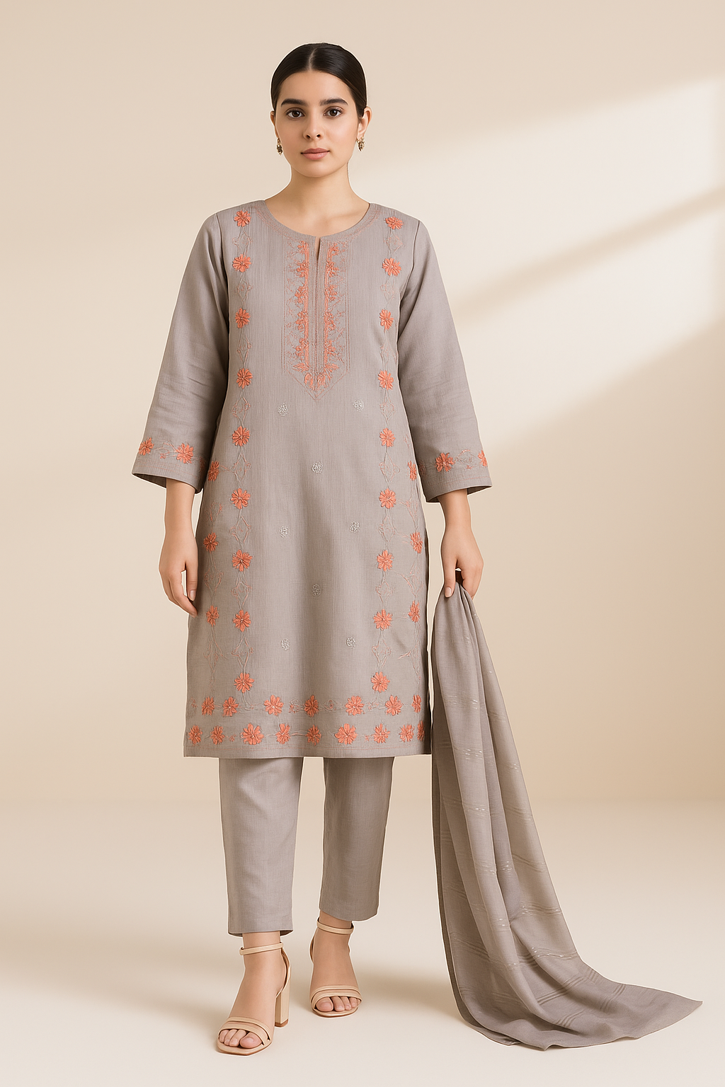 3 PIECE - EMBROIDERED LAWN SUIT