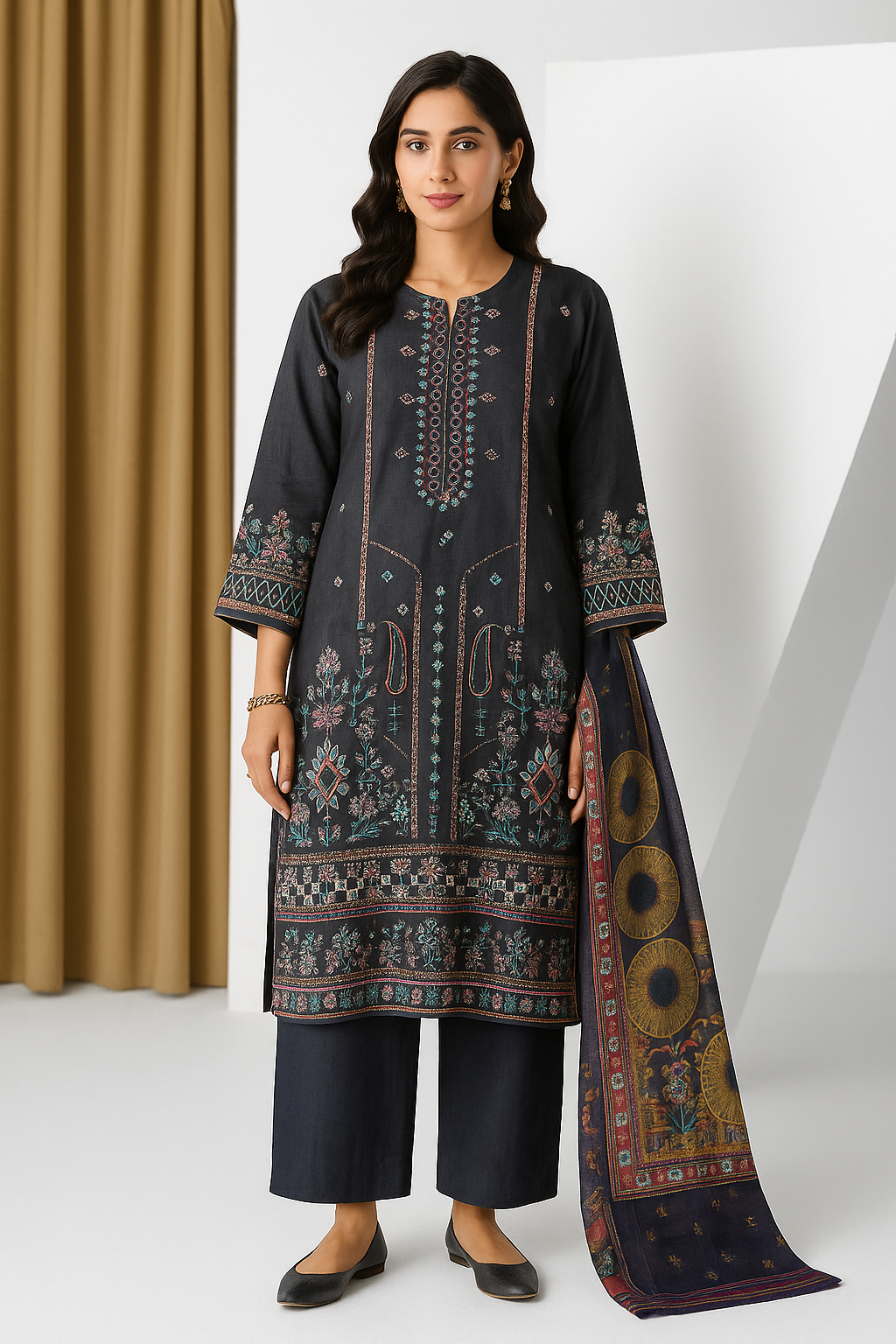 3 PIECE - EMBROIDERED LAWN SUIT