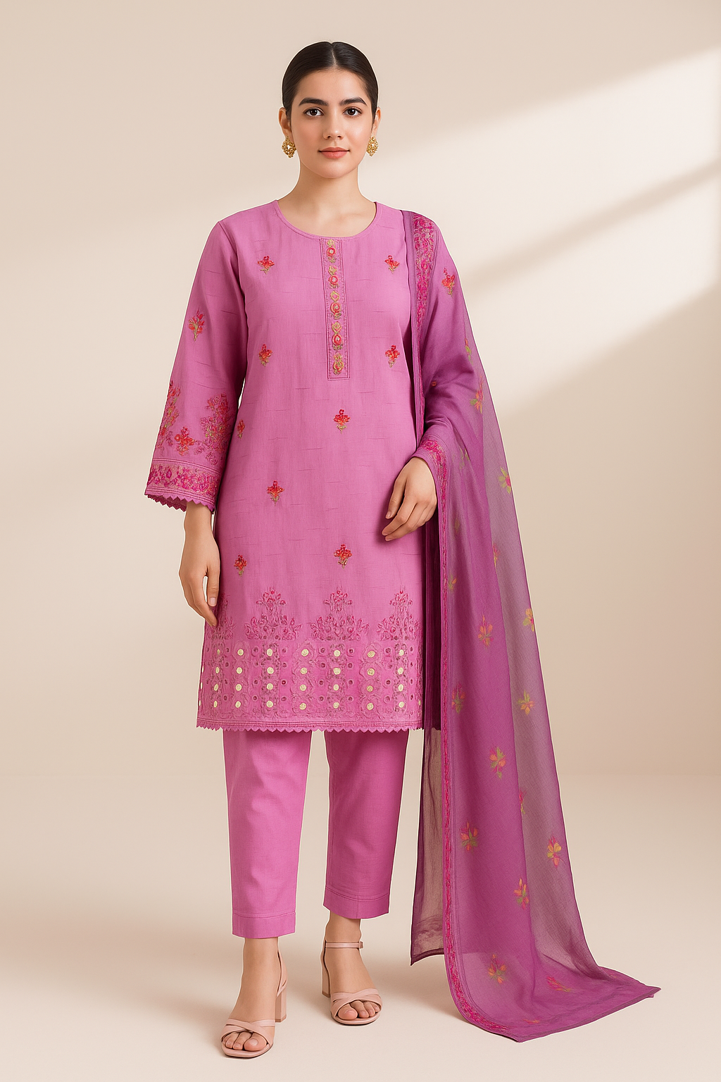3 PIECE - EMBROIDERED LAWN SUIT