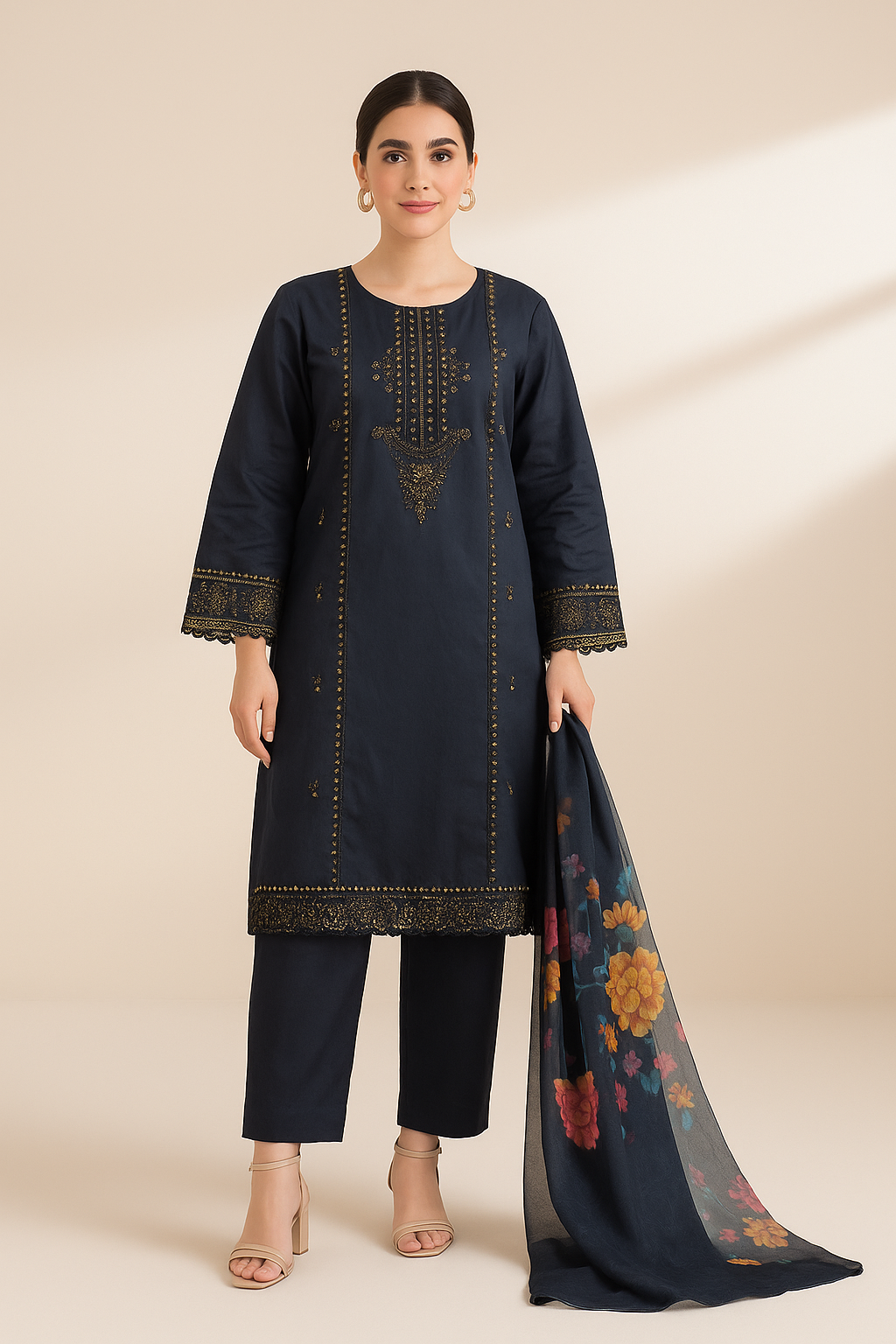 3 PIECE - EMBROIDERED LAWN SUIT