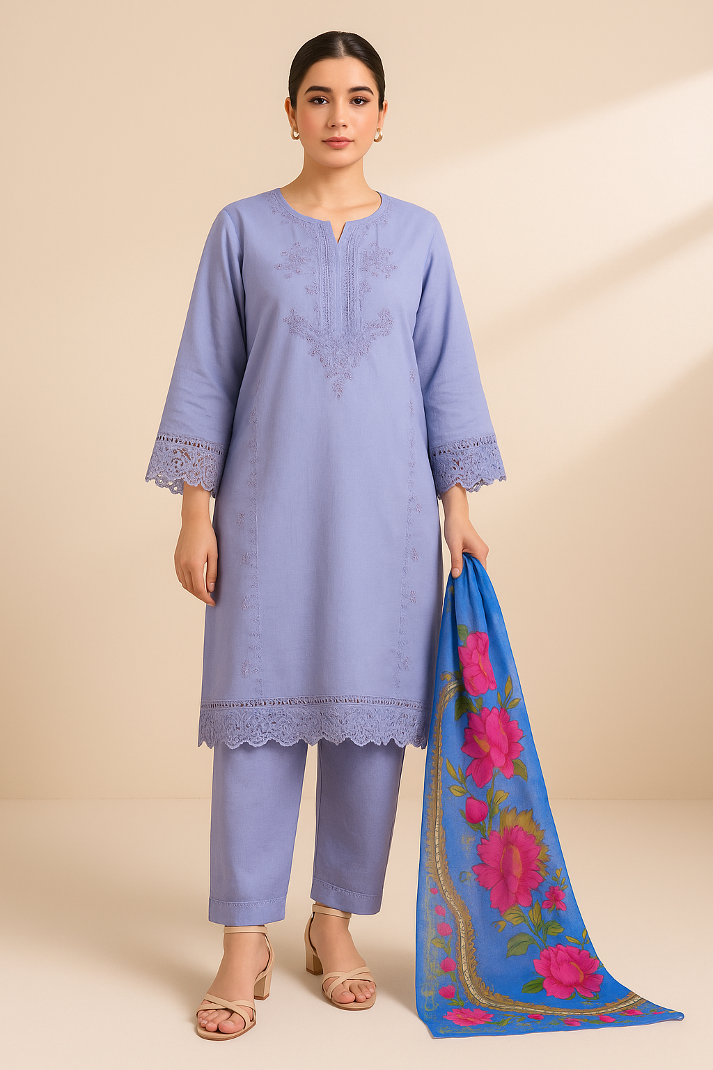 3 PIECE - EMBROIDERED LAWN SUIT