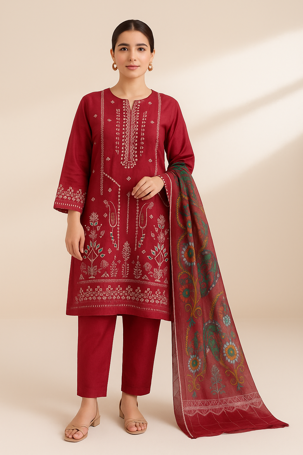 3 PIECE - EMBROIDERED LAWN SUIT