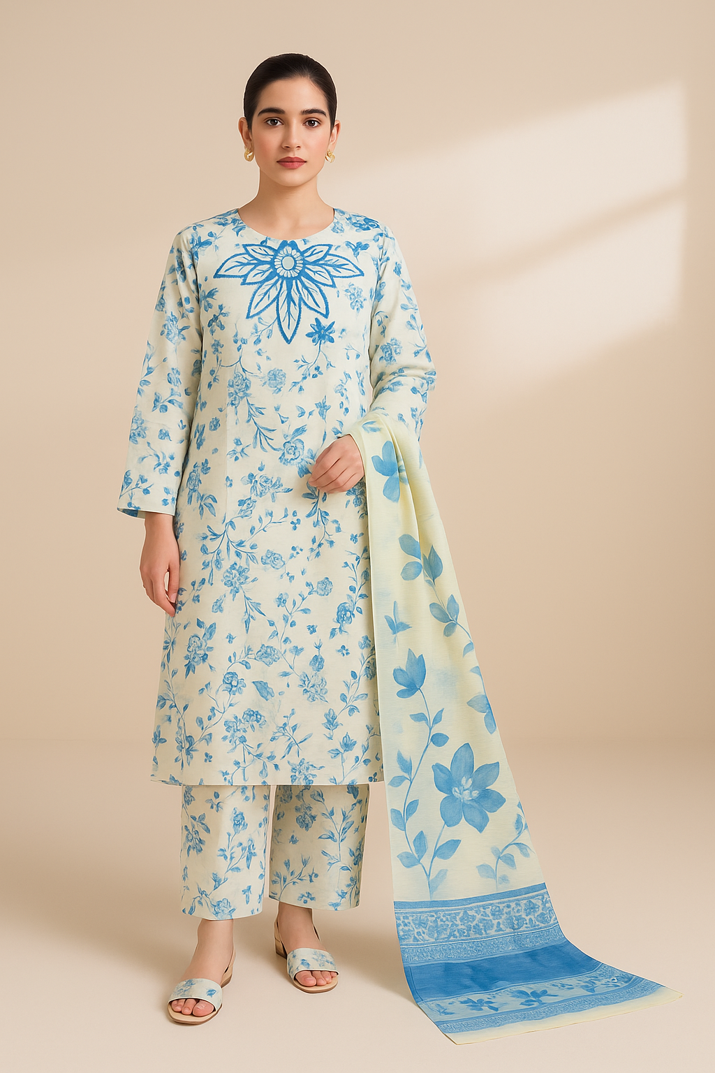 3 PIECE - EMBROIDERED LAWN SUIT
