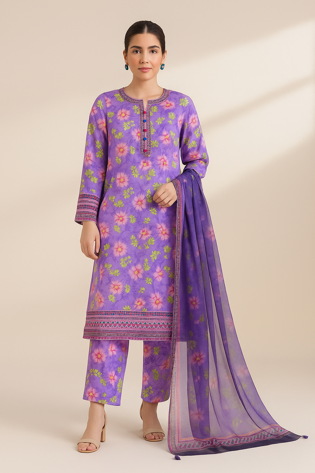 3 PIECE - EMBROIDERED LAWN SUIT