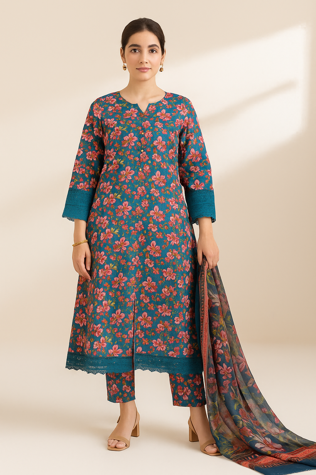 3 PIECE - EMBROIDERED LAWN SUIT