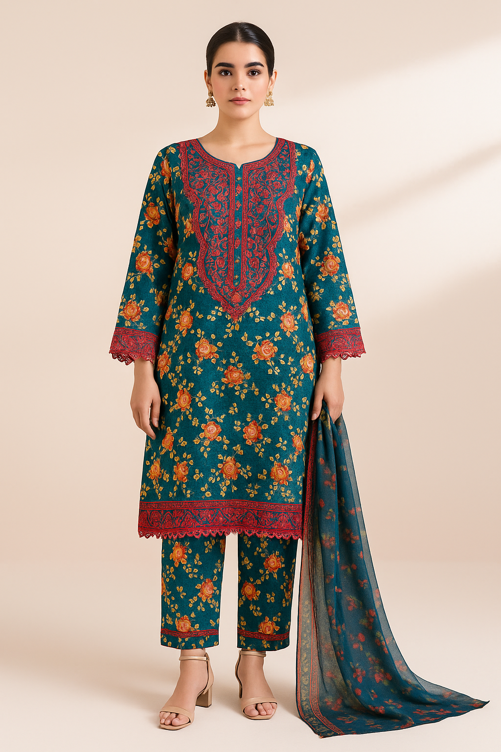 3 PIECE - EMBROIDERED LAWN SUIT