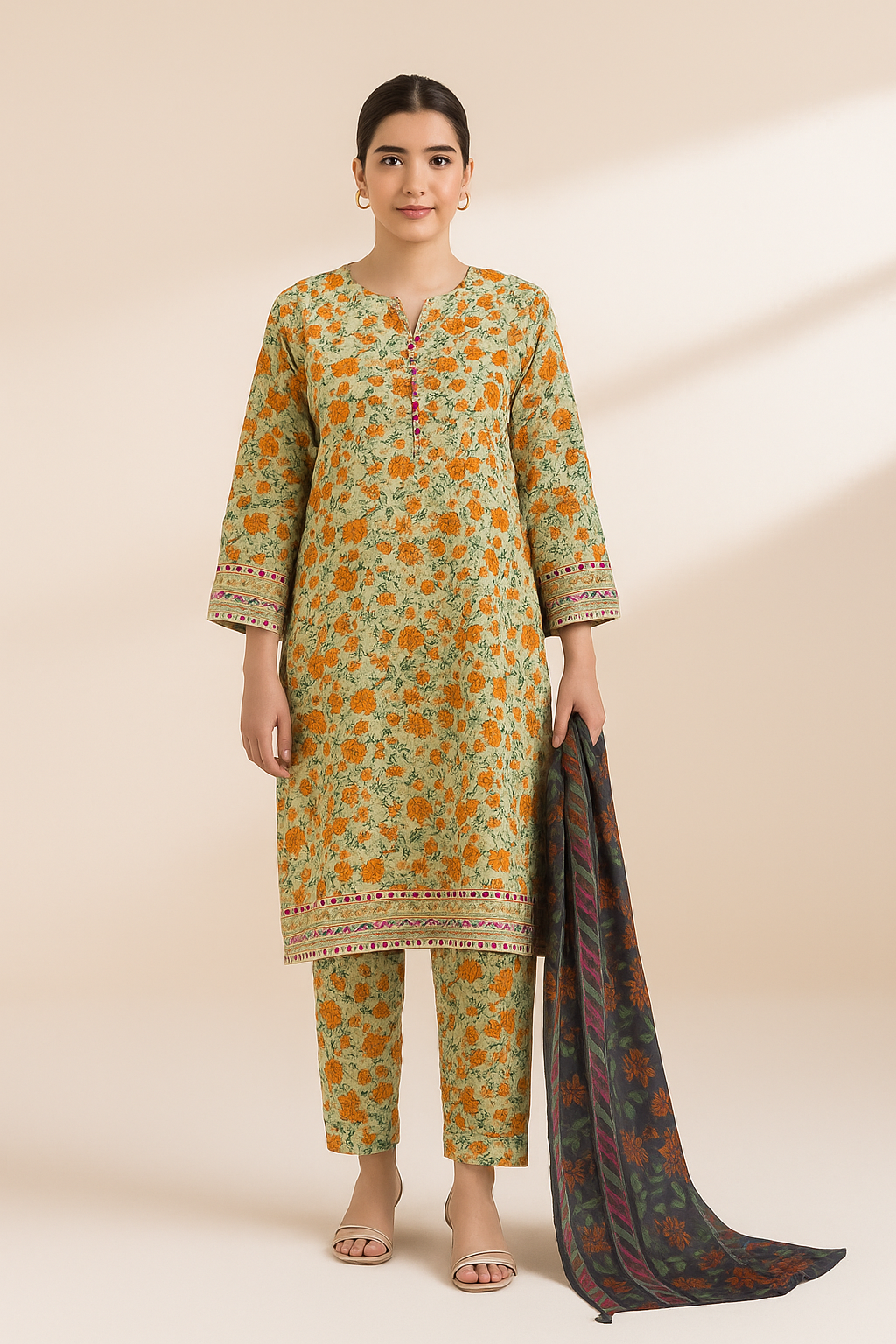 3 PIECE - EMBROIDERED LAWN SUIT