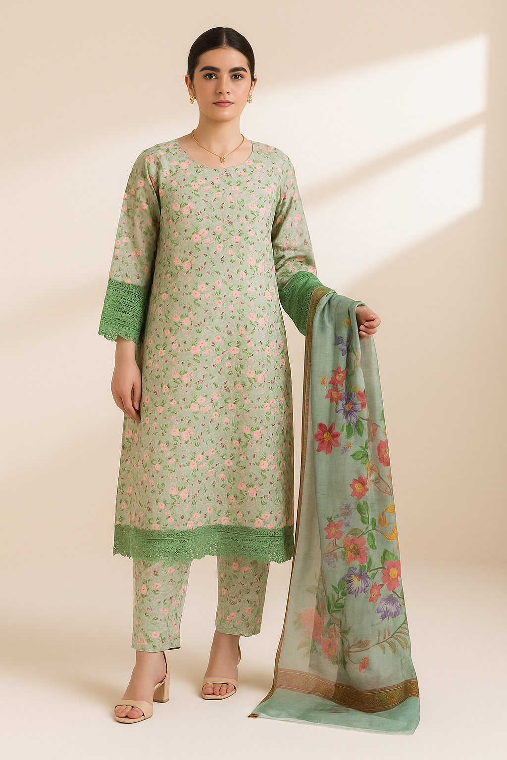 3 PIECE - EMBROIDERED LAWN SUIT