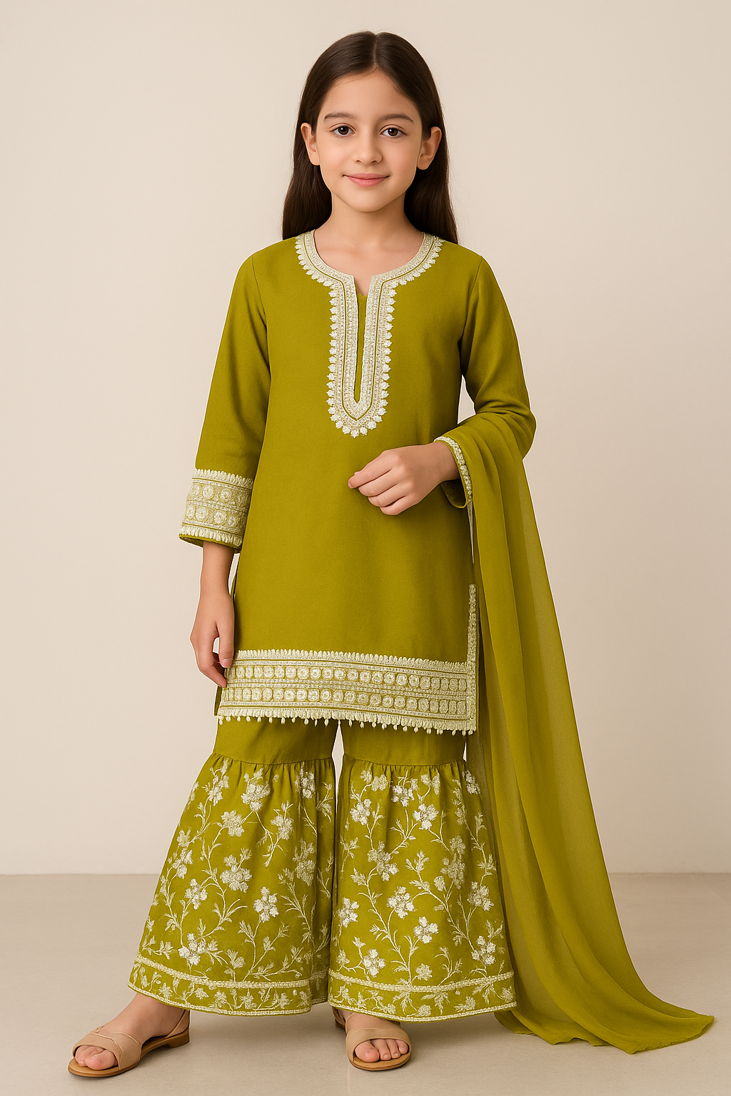3 PIECE - EMBROIDERED FANCY CHIFFON SUIT