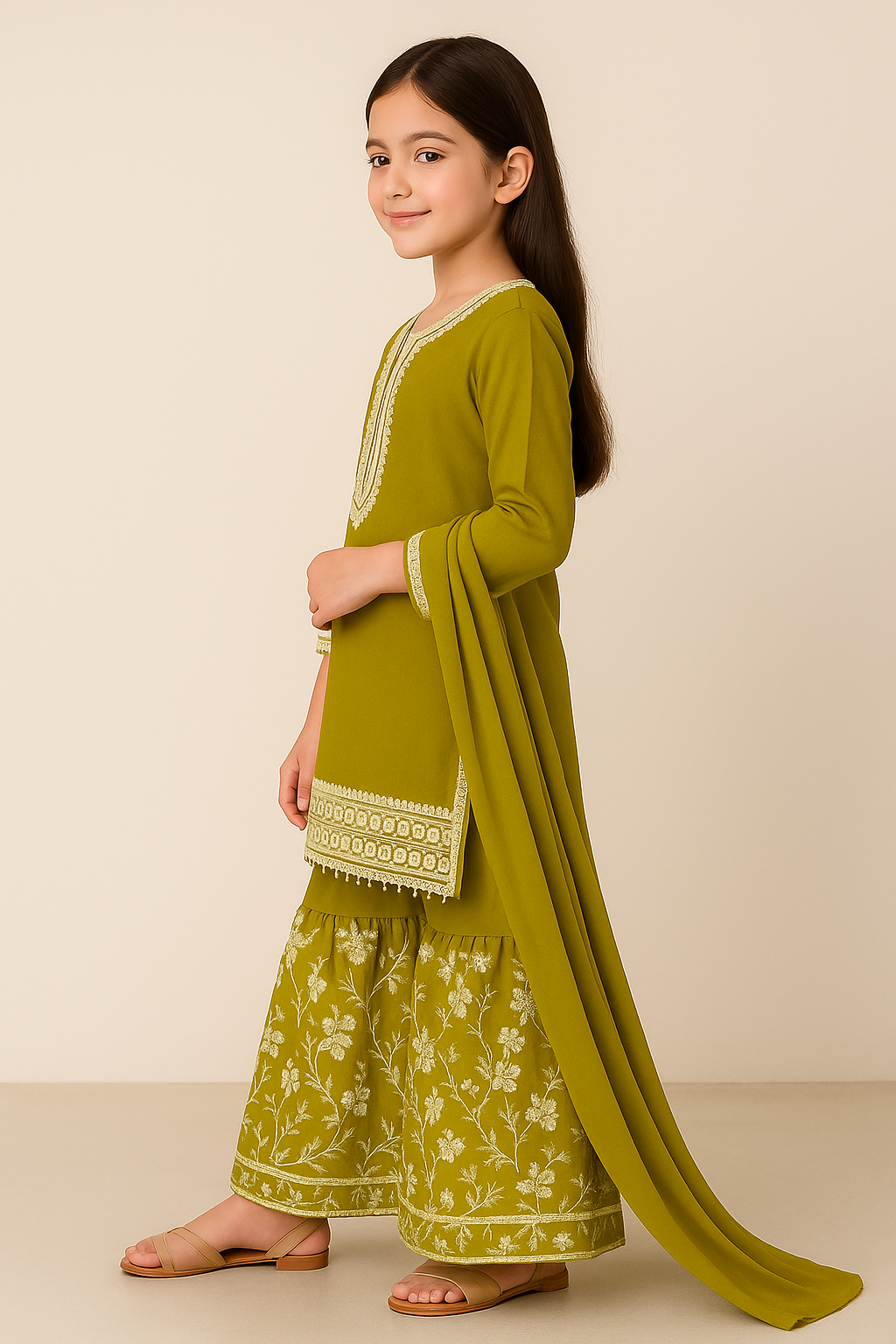 3 PIECE - EMBROIDERED FANCY CHIFFON SUIT