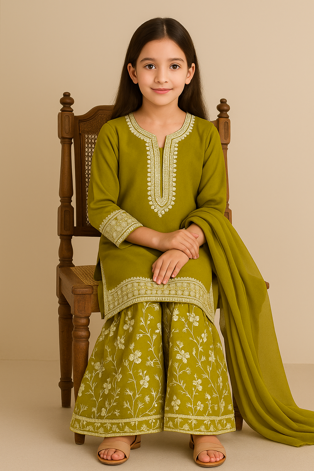 3 PIECE - EMBROIDERED FANCY CHIFFON SUIT