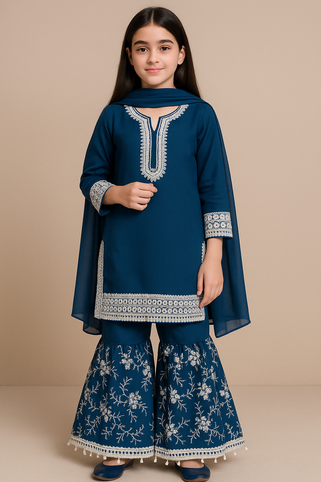 3 PIECE - EMBROIDERED FANCY CHIFFON SUIT