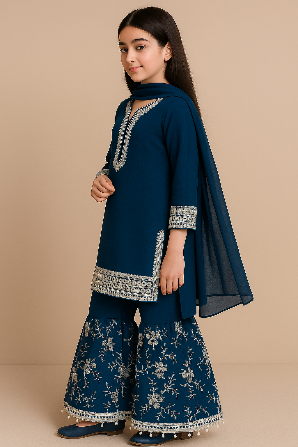 3 PIECE - EMBROIDERED FANCY CHIFFON SUIT
